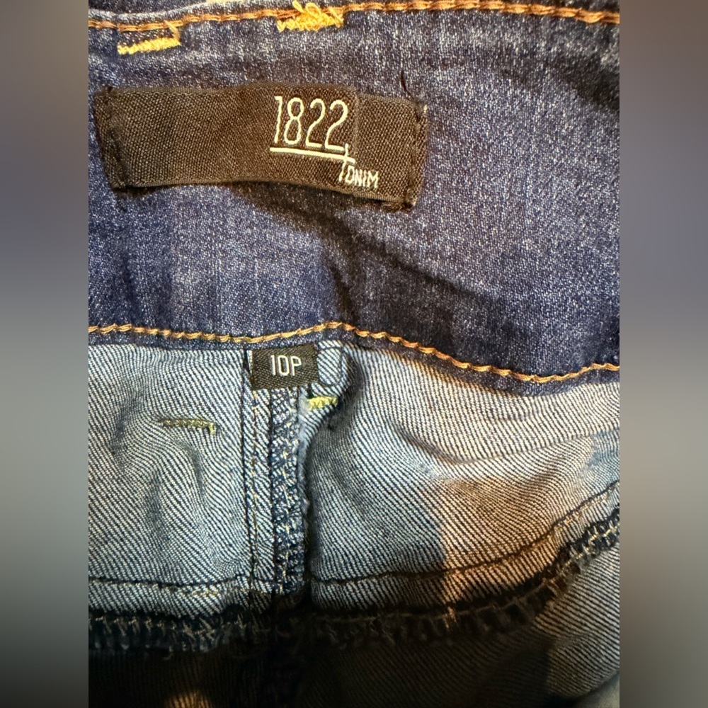 1822 Denim Blue Stretch Jeans Mid Rise Skinny Slim Leg Size 10P - Picture 4 of 12